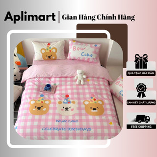 Bộ Chăn Ga Gối Cotton Living - 100% Cotton , Bộ Ga Giường - Vỏ Chăn - 2 Vỏ Gối Nằm Họa Tiết Kẻ Năm 2024