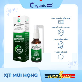 Xịt mũi họng Organic100 thiên nhiên hỗ trợ viêm mũi, đường hô hấp lọ 20ml