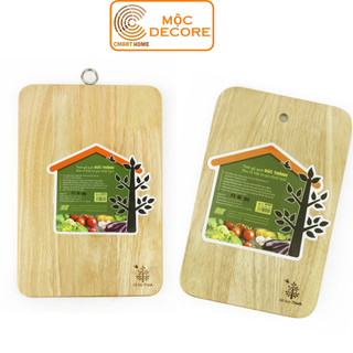 Thớt gỗ chữ nhật đức thành chất liệu gỗ cao su cao cấp màu gỗ tự nhiên an toàn