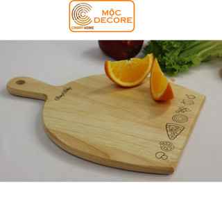 Thớt Gỗ Tay Cầm Hình Quạt, Chất Liệu Gỗ Cao Su Màu Gỗ Tự Nhiên  - Kích Thước 29 x 22 x 1.2 cm - Gỗ  Đức Thành 01581