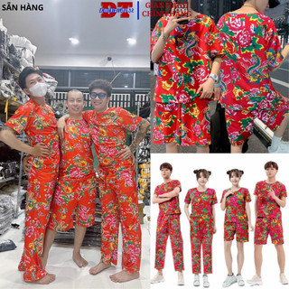   Đồ Mặc Nhà Thể Thao Nam Nữ bigsize, Set bộ đi chơi In Hoa Lá Cành Chúc Tết Đui