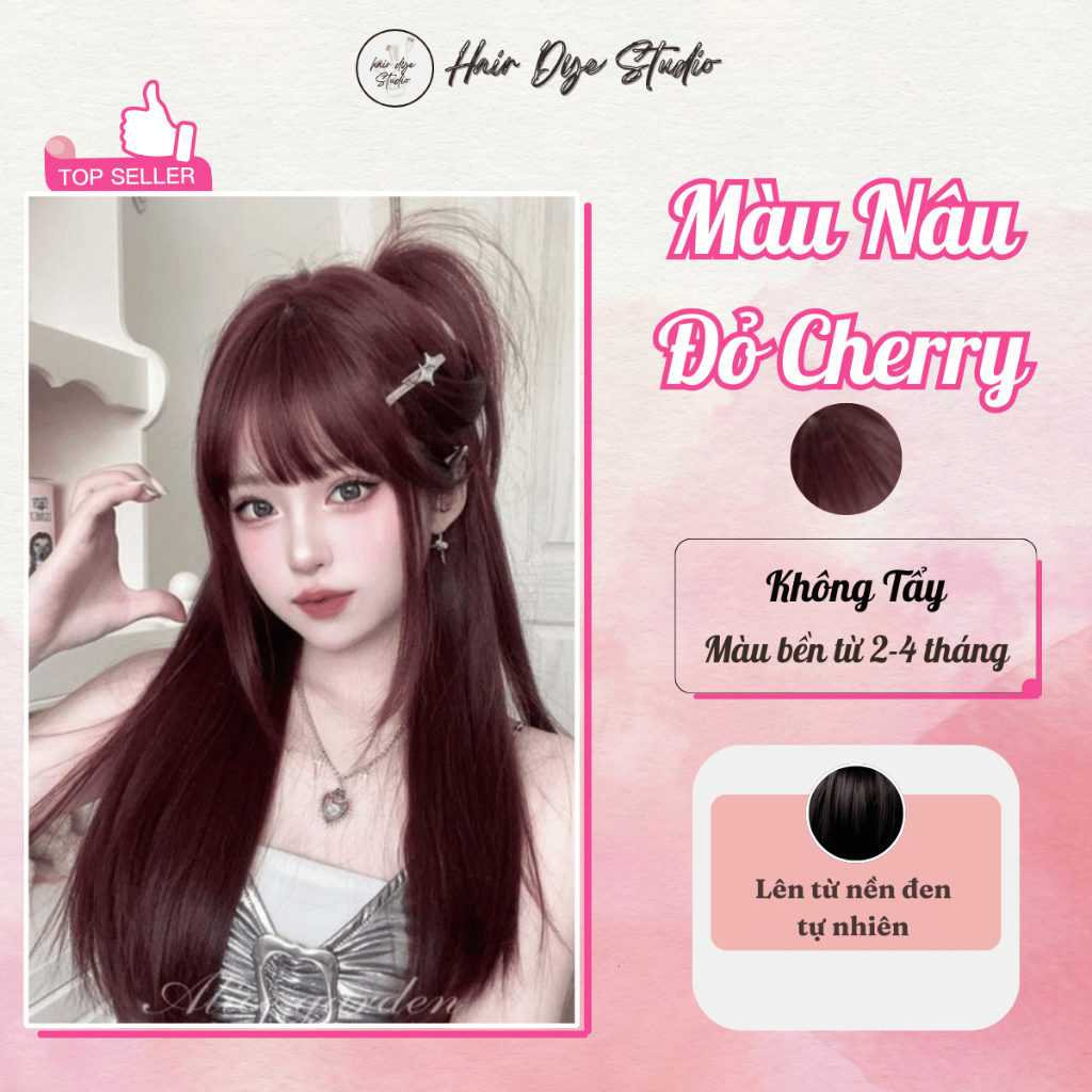 Thuốc nhuộm tóc , thuốc nhuộm tóc màu nâu đỏ cherry không tẩy nhuộm tại nhà Hair Dye Studio
