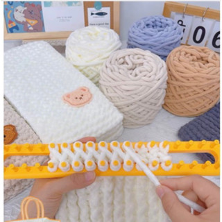   Khung loom- 4 cuộn  Set nguyên liệu đan khăn len nhung đũa bằng khung loom có hướng dẫn 