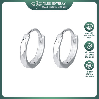 Khuyên tai bạc TLEE tròn trơn bản dày phay bắt sáng trendy TLEE JEWELRY B0133