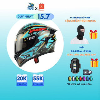 [FREESHIP] MŨ BẢO HIỂM FULLFACE ROC 1 KÍNH - ROYAL M138B LÊN TEM BMW Xanh Mint - Tapu Shop