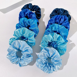 Dây cột tóc scrunchies tone màu xanh