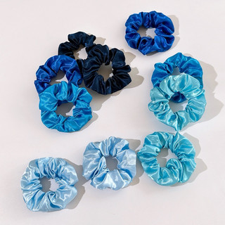dây cột tóc scrunchies tone màu xanh