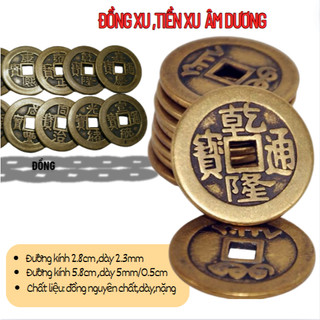 Đồng xu,Tiền xu âm dương bằng Đồng, dày,nặng tay,xu gieo quẻ,pháp phong thủy...