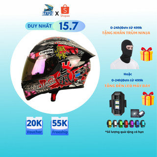 [FREESHIP] MŨ BẢO HIỂM FULLFACE 1 KÍNH  ROYAL M138B LÊN TEM SAMURAI ĐỎ