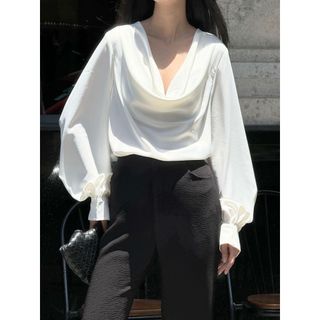 JOVEN Áo Sơ Mi Jen Mềm Mại Cổ Đổ