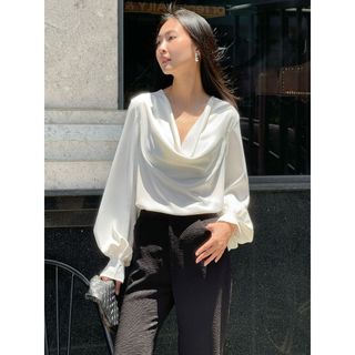 JOVEN Áo Sơ Mi Jen Mềm Mại Cổ Đổ