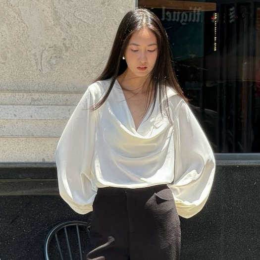 JOVEN Áo Sơ Mi Jen Mềm Mại Cổ Đổ