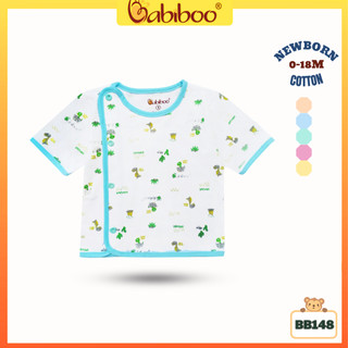 Áo sơ sinh Babiboo áo sơ sinh ngắn tay, chất Cotton in hình đáng yêu- BB148