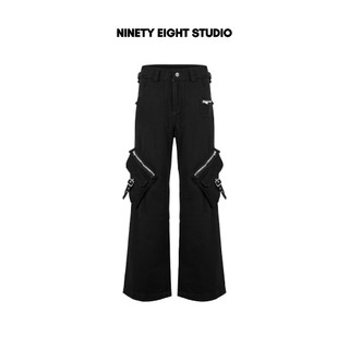 Quần túi hộp ninety eight - zipper cargo pants black