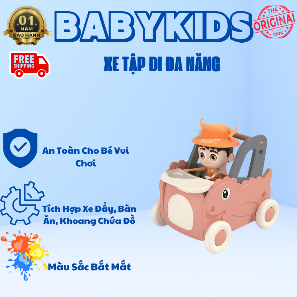 Xe đẩy tập đi BABYKIDS đa năng cho bé có giỏ chứa đồ thông minh - MK23-093