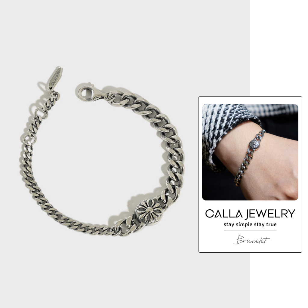 Ancient Asymmetric Chain Bracelet | Vòng tay lắc tay bạc phong cách vintage Calla Jewelry | B033