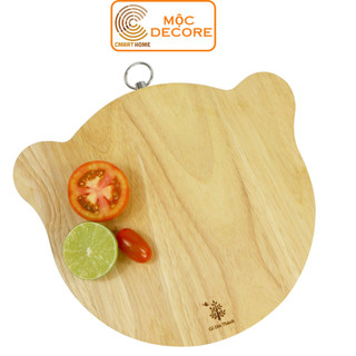 Thớt Gỗ Đức Thành Hình Mặt Gấu, Thớt Có Khoen Treo, Chất Liệu Gỗ Cao Su Bền Đẹp, Màu Gỗ Tự Nhiên An Toàn  - MS 04321