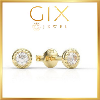 Khuyên tai tròn đính đá bạc thật Gix Jewel mạ vàng đính đá CZ SPGBT97