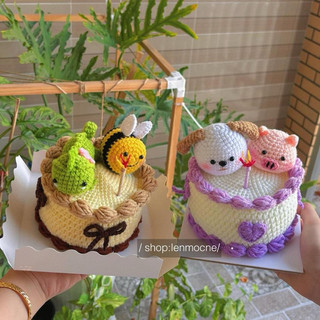 /ảnh thật/ bánh kem len móc thú len mix mẫu theo yêu cầu
