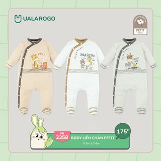 Bodysuit liền tay liền chân petit mềm mại thoáng mát họa tiết sinh động bé trai bé gái Uala rogo 2298 2130 2341 2358