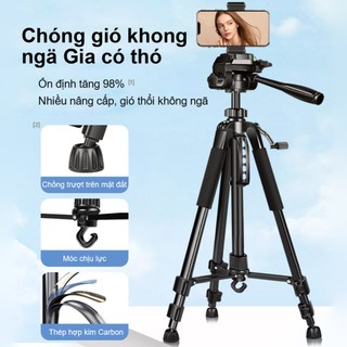 Chân Máy Ảnh Tripod, khung nhôm cao cấp, cao 1.4m hỗ trợ chụp ảnh, quay video, livestream