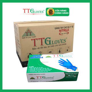 Thùng Găng Tay Y Tế, Bao Tay Cao Su Y Tế Nitrile Không Bột TTGLOVES Siêu Dai (10 Hộp)