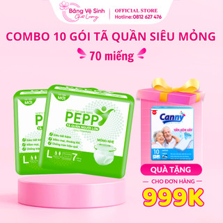 Combo 10 gói Tã bỉm quần người già Peppy siêu mỏng, Bỉm Quần Người Già Kháng Khuẩn Size M/L/XL