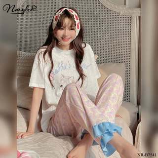 Bộ mặc nhà nữ áo cộc quần dài chất cotton mềm nhẹ, thoáng mát thương hiệu NARYLEE NR-B7541