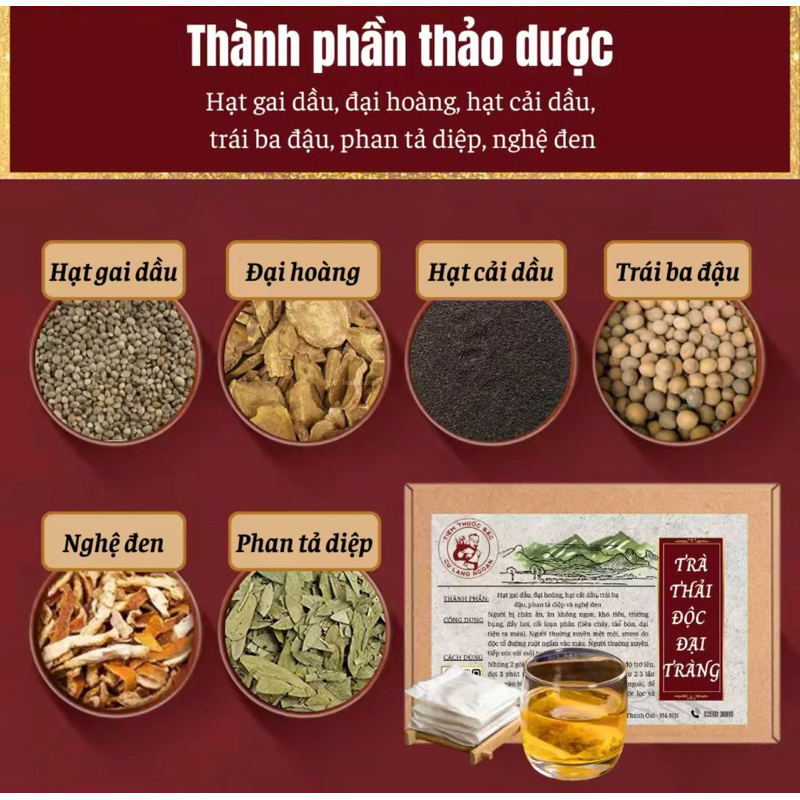 Trà thải độc ruột Cụ Lang Ngoạn hết táo bón -  bịch 30 lọc