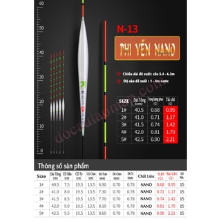 Phao phi yến nano n13 - phao câu đài, phao câu cá phi