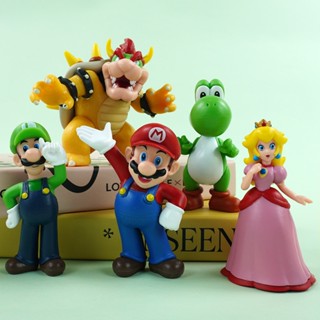  CÓ VIDEO   hỏa tốc hcm    vũ trí ba   Mô hình 5 Mario Luigi Công chúa Peach Khủng long Yoshi Trùm cuối Bowser cao 9.5cm 