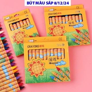  Bút Sáp Màu Cho Bé Tô Vẽ 8,12,24 Màu Không Độc Hại Bẩn Tay An Toàn Và Tiện Dụng 