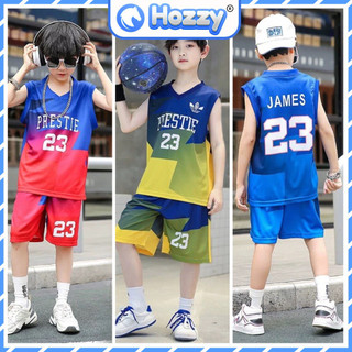 Bộ thể thao bóng rổ, bóng đá bé trai size đại 20-55kg Hozzy chất thông hơi thoáng mát