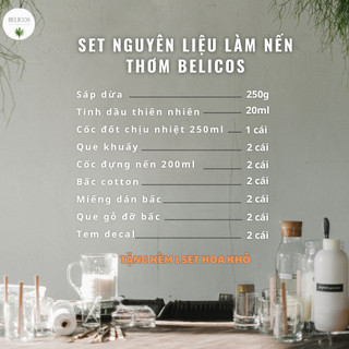 Set Làm Nến Thơm Thiên Nhiên Hoa Khô (Set 2 ly nến) Tinh dầu tự chọn -  Đầy Đủ Nguyên Liệu & Dụng Cụ