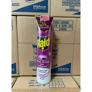 Bình xịt côn trùng, xịt muỗi Raid 520ml (3 mùi chính hãng)