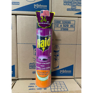 Bình xịt côn trùng, xịt muỗi Raid 520ml (3 mùi chính hãng)
