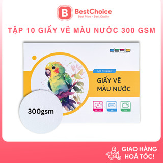Tập 10 giấy vẽ màu nước derio a4/ a5/ a6, giấy vẽ siêu dày chồng nhiều layer màu nước