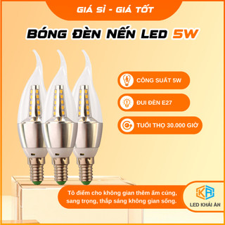 Bóng Đèn Nến Led 5W Nhựa PC Cao Cấp Đèn Len Khải Ân, Bóng Đèn Led Nến 5W Quả Nhót Đuôi E27 Nhôm Tản Nhiệt Tuổi Thọ Cao
