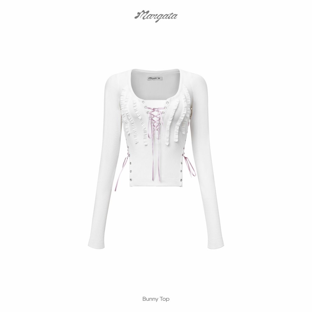 Áo thun trắng xẻ eo Mangata (BUNNY TOP)