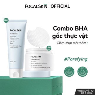  Toner Pad + Sữa Rửa Mặt BHA Salicylic Acid FOCALSKIN Tẩy Tế Bào Chết Giảm Mụn Kiềm Dầu Lành Tính Dịu Nhẹ 