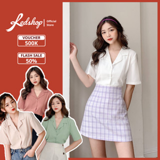Áo sơ mi nữ công sở kiểu tay lỡ cổ vest  form rộng - RED SHOP - Sơ mi nữ tay lỡ siêu mát 27824