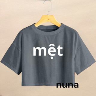 Áo Croptop Thun Cotton 100% Form Rộng Tay Ngắn Cổ Tròn Hình In Mệt  AT0035125