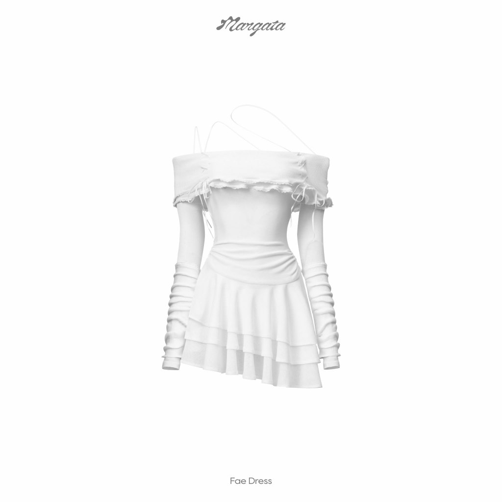 Đầm thun trắng trễ vai Mangata (M06- FAE DRESS)