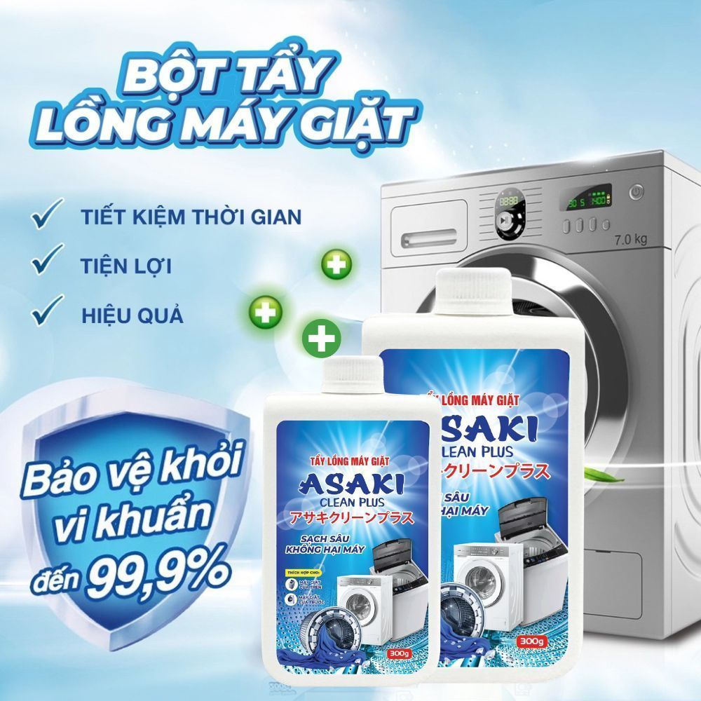 Bột Tẩy Lồng Máy Giặt ASAKI Vệ Sinh Lồng Máy Giặt Tẩy Các Vết Bẩn Tích Tụ  Chống Nấm Mốc Loại Bỏ Mùi Hôi
