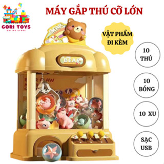 Đồ chơi máy gắp thú bông CỠ LỚN hiệu ứng đèn nhạc kèm sạc usb cho bé