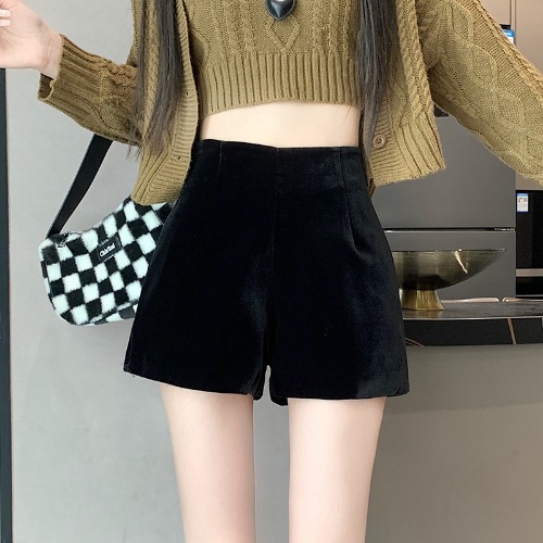 Quần short nhung Beyo cạp cao dáng xoè kéo khóa cạp cao tôn eo T018 | BigBuy360 - bigbuy360.vn