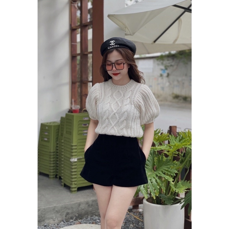 Quần short nhung Beyo cạp cao dáng xoè kéo khóa cạp cao tôn eo T018 | BigBuy360 - bigbuy360.vn