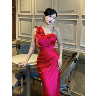 Dạ hội phi lụa nơ vai 1 dây
