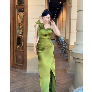 Dạ hội phi lụa nơ vai 1 dây