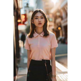 Áo polo nữ trali 24439 màu hồng nhạt